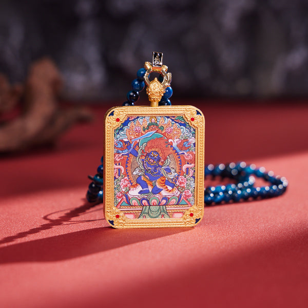 Acala with Lapis Lazuli Thangka Pendant Necklace