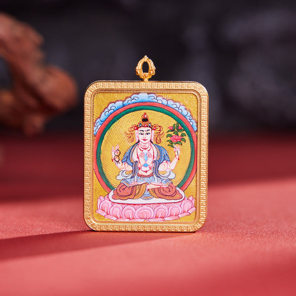 Manjushri Bodhisattva Thangka Pendant Necklace