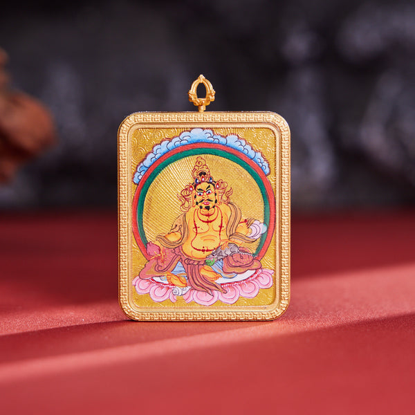 Yellow Jambhala Thangka Pendant Necklace