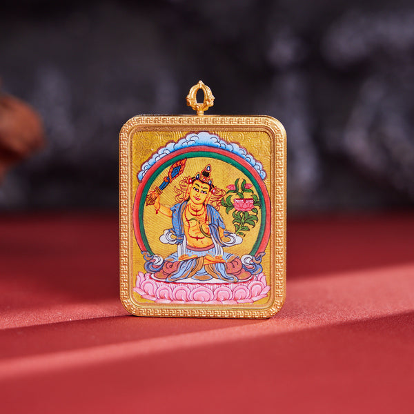 Manjushri’s Wisdom Sword Relic Thangka Pendant Necklace