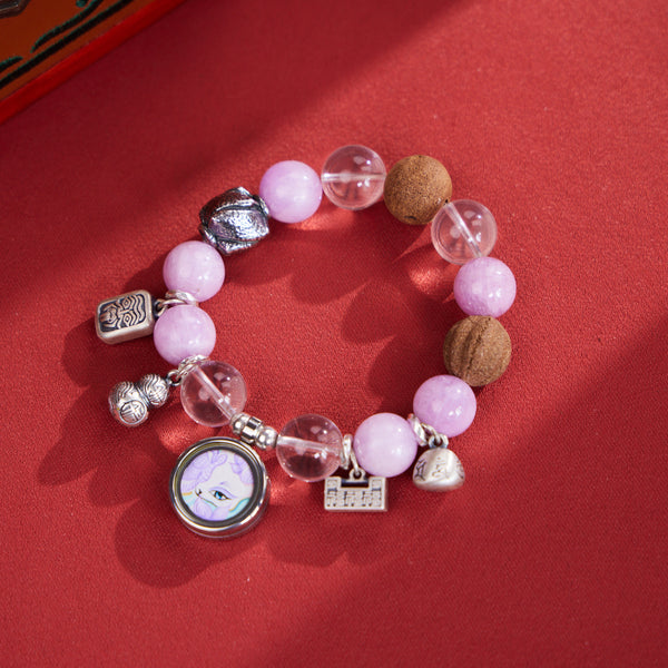 Little Fox Spirit with Rose Quartz and Tibetan Bead Thangka Bracelet