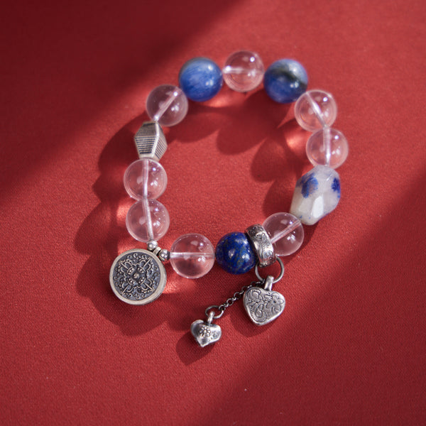 Medicine Buddha with Lapis Lazuli & Clear Quartz Crystal Thangka Bracelet